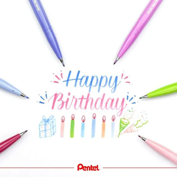 Μαρκαδόρος pentel πινέλο brush sign pen blue black - Pentel