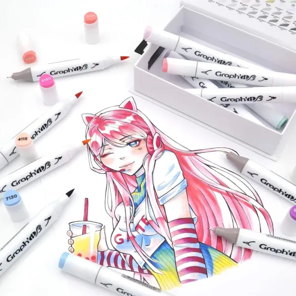 Μαρκαδόροι graph it οινιπνεύματος διπλή μύτη manga shojo σετ - Graphit