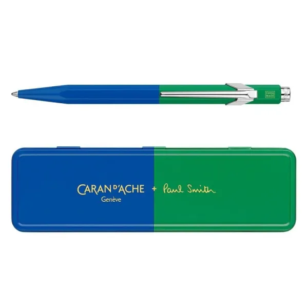 στυλό caran d'ache 849 by paul smith medium cobalt/emerald μεταλλικό κουτί δώρου - Caran d'ache