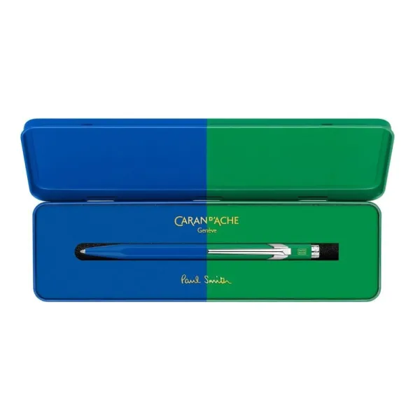 στυλό caran d'ache 849 by paul smith medium cobalt/emerald μεταλλικό κουτί δώρου - Caran d'ache