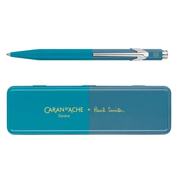 στυλό caran d'ache 849 by paul smith medium cyan/steel μεταλλικό κουτί δώρου - Caran d'ache
