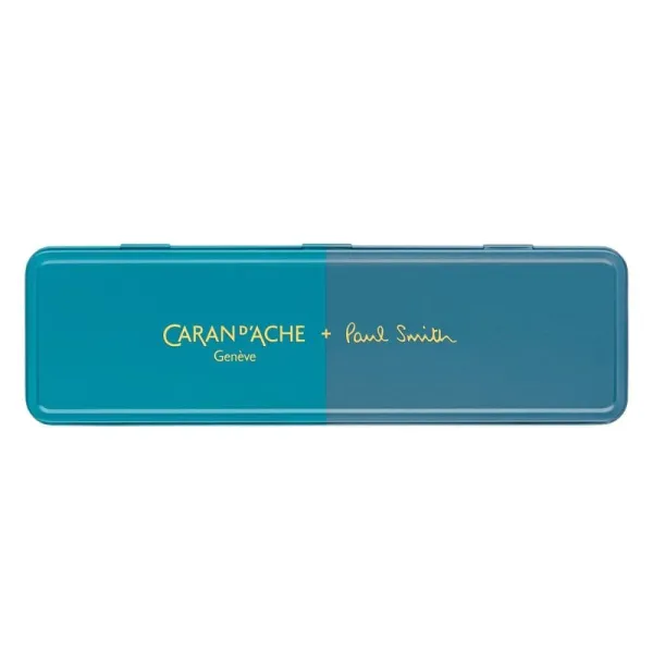 στυλό caran d'ache 849 by paul smith medium cyan/steel μεταλλικό κουτί δώρου - Caran d'ache