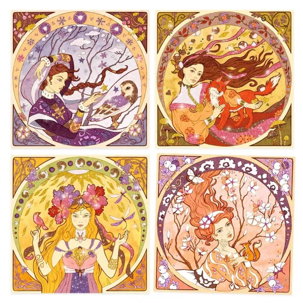 Ζωγραφίζω με γκλιτερ νεράιδες djeco inspired by alfons mucha 7+ - Djeco