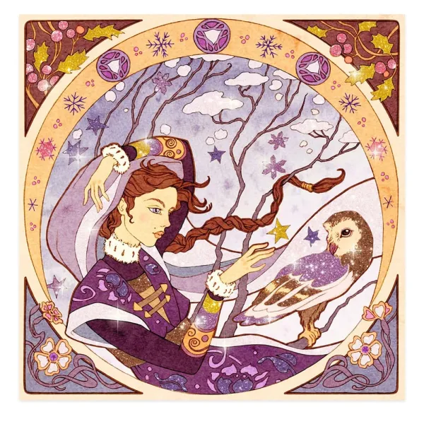 Ζωγραφίζω με γκλιτερ νεράιδες djeco inspired by alfons mucha 7+ - Djeco