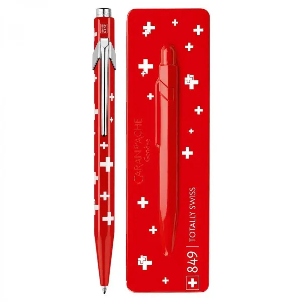 στυλό caran d'ache 849 totally swiss swiss flag medium σε μεταλλικό κουτί δώρου ballpen - Caran d'ache