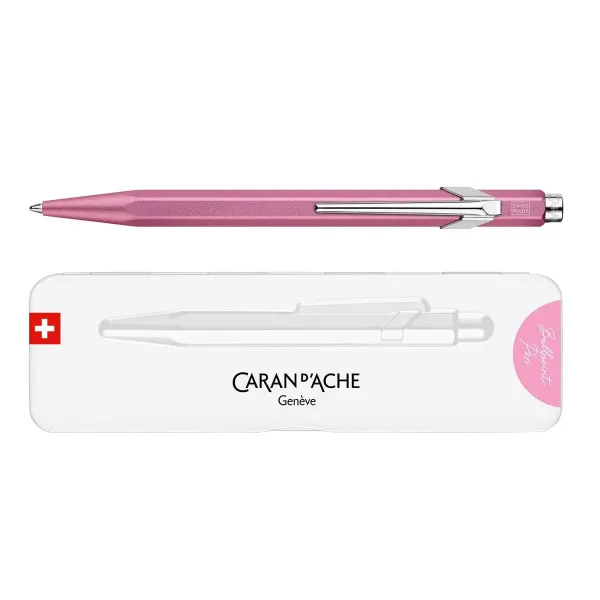 στυλό caran d'ache 849 colormat-x ροζ σε μεταλλικό κουτί δώρου ballpen - Caran d'ache