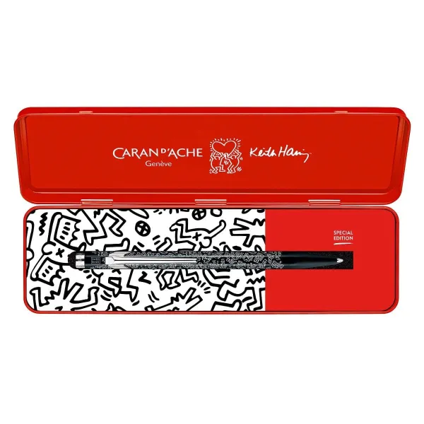στυλό caran d'ache 849 keith haring medium μαύρο σε μεταλλικό κουτί δώρου ballpen - Caran d'ache