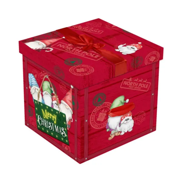 Κουτί & κορδέλα 28x28cm xmas gonk - Eurowrap
