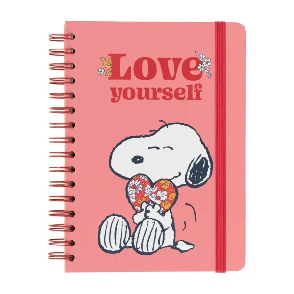 τετράδιο σπιράλ με λάστιχο erik snoopy love yourself α5 15x21cm με γραμμές - Erik