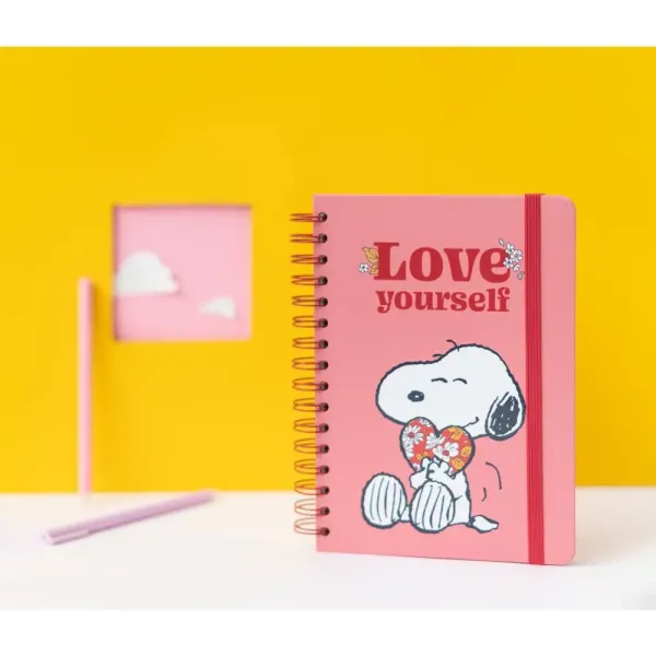 τετράδιο σπιράλ με λάστιχο erik snoopy love yourself α5 15x21cm με γραμμές - Erik