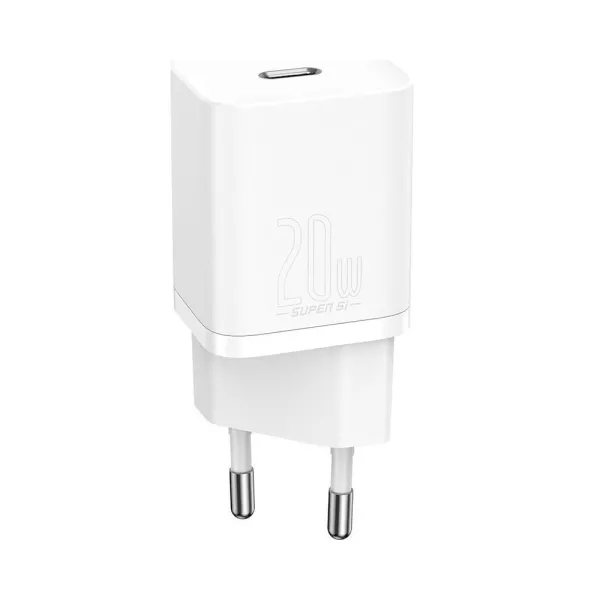 φορτιστής baseus χωρίς καλώδιο με θύρα usb-c 20w power delivery λευκός (super si) - Baseus