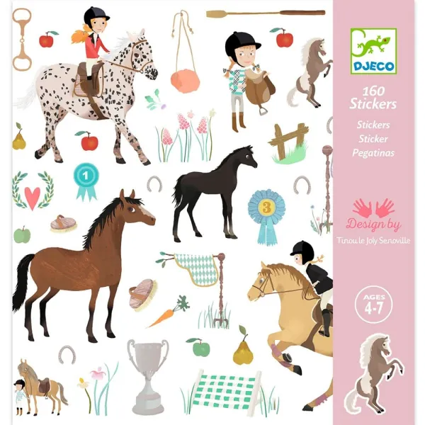 Αυτοκόλλητο djeco horses 160 τεμάχια dj08881 4+ - Djeco