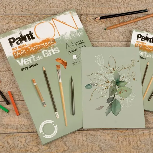 Μπλοκ σχεδίου clairefontaine mix media a5 paint on grey green 30 φύλλα - Clairefontaine