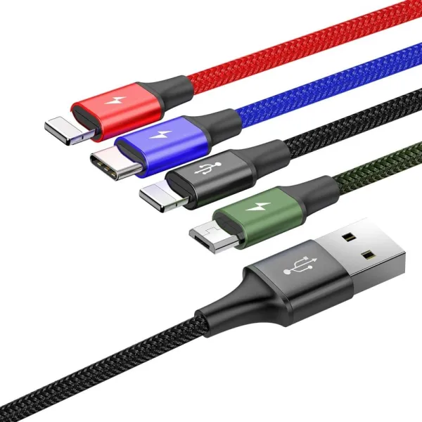 Καλώδιο baseus rapid braided usb to 2x lightning / type-c / micro usb cable πολύχρωμο 1.2m - Baseus
