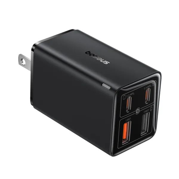 φορτιστής baseus wall fast charger simultaneous gan6 pro 2x usb, 2x type-c, 65w, cable type-c, 100w, 20v, 5a, 1m black - Baseus