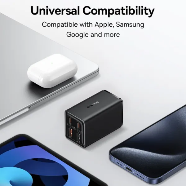 φορτιστής baseus wall fast charger simultaneous gan6 pro 2x usb, 2x type-c, 65w, cable type-c, 100w, 20v, 5a, 1m black - Baseus