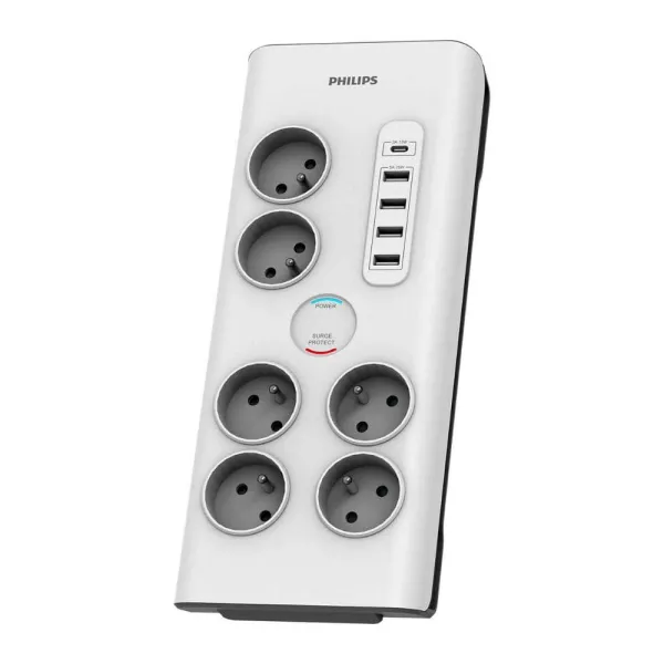 πολύμπριζο aσφαλείας philips 6 θέσεων 2m λευκό - Philips