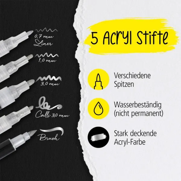 Μαρκαδόροι online lettering silver 5 τεμάχια - Online