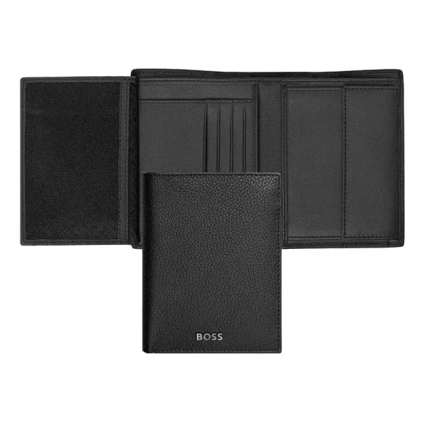 πορτοφόλι δερμάτινο hugo boss vertical flap classic grained black - Hugo boss