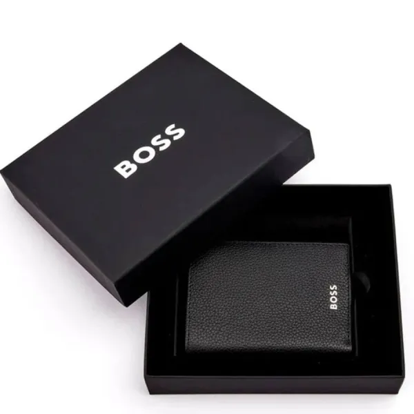 πορτοφόλι δερμάτινο hugo boss vertical flap classic grained black - Hugo boss