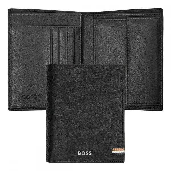 πορτοφόλι - καρτοθήκη δερμάτινο hugo boss iconic black - Hugo boss