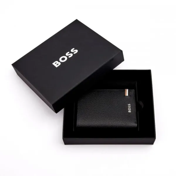 πορτοφόλι - καρτοθήκη δερμάτινο hugo boss iconic black - Hugo boss