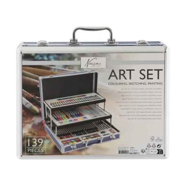 σετ ζωγραφικής nassau art set 140 τεμάχια σε μεταλλικό βαλιτσάκι - Nassau