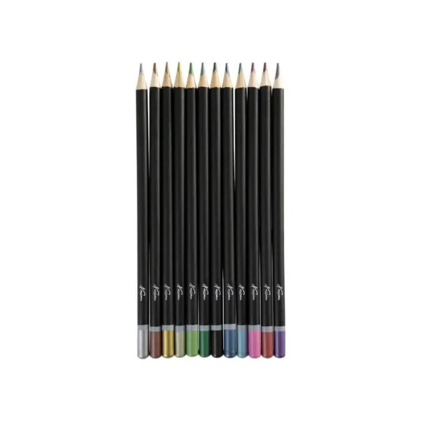 Ξυλομπογιές nassau metallic pencils σε μεταλλική κασετίνα 12 χρώματα - Nassau