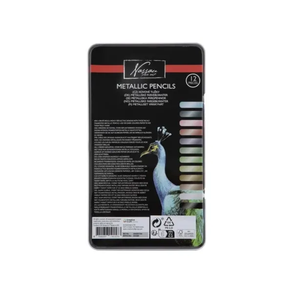Ξυλομπογιές nassau metallic pencils σε μεταλλική κασετίνα 12 χρώματα - Nassau
