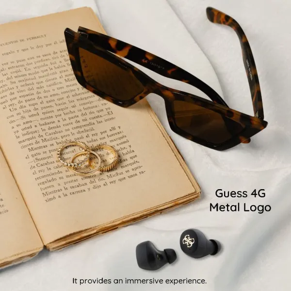 Ακουστικά guess - wireless earbuds 4g metal with docking station, bluetooth 5.3, tws, enc, ipx5, 300mah - brown - Guess