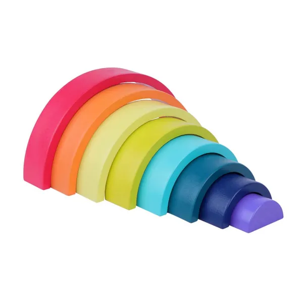 Ξύλινα παιδικά τουβλάκια mi toys rainbow stackers color burst 3+ - Mi toys