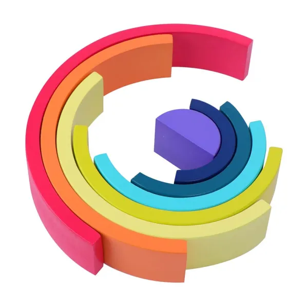 Ξύλινα παιδικά τουβλάκια mi toys rainbow stackers color burst 3+ - Mi toys
