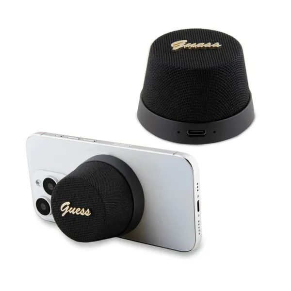 Ηχείο guess - speaker stand magnetic script metal - tws, usb-c, bluetooth v5.3, 700mah, 3w black - Guess