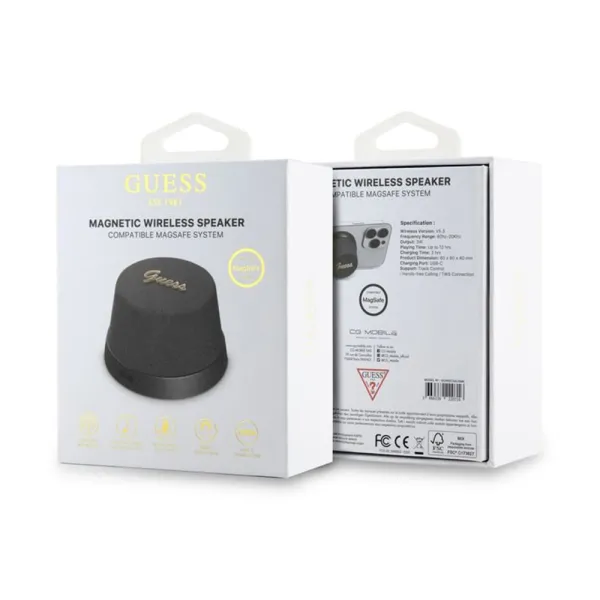 Ηχείο guess - speaker stand magnetic script metal - tws, usb-c, bluetooth v5.3, 700mah, 3w black - Guess