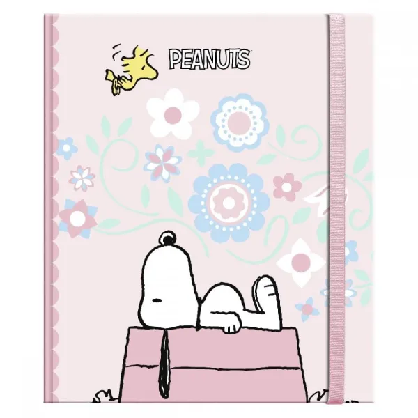 σημειωματάριο premium paper snoopy σκληρό εξώφυλλο με λάστιχο 17x21cm floral - Premium paper