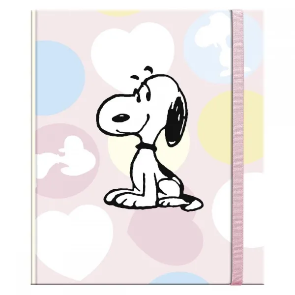 σημειωματάριο premium paper snoopy σκληρό εξώφυλλο με λάστιχο 17x21cm pastel dots - Premium paper