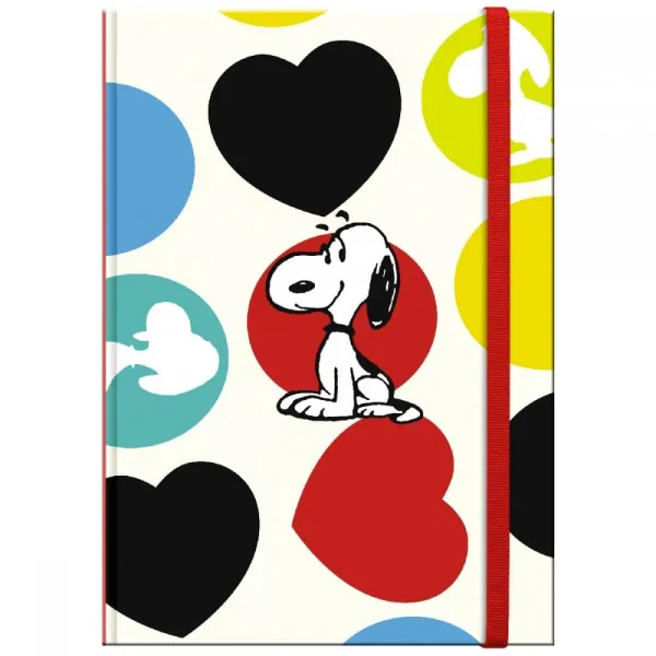 σημειωματάριο premium paper snoopy σκληρό εξώφυλλο με λάστιχο 12.5x17.5cm hearts - Premium paper