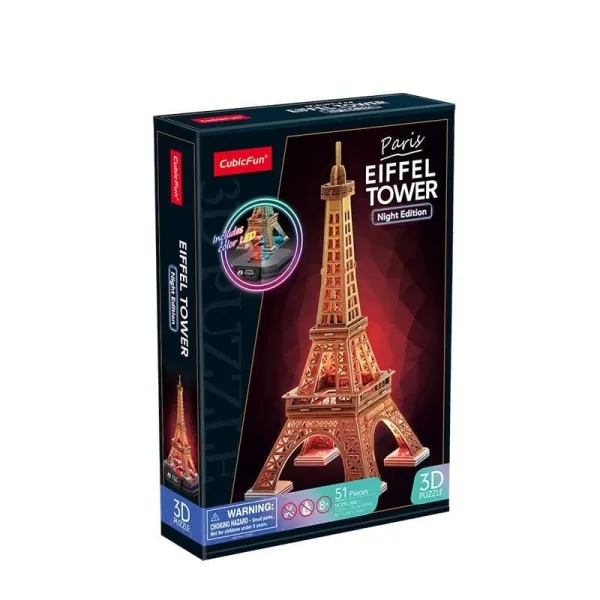 Κατασκευή 3d puzzle eiffel tower night edition cubic fun 51 τεμάχια 8+ - Cubic fun