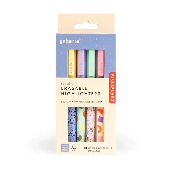 Μαρκαδόροι υπογράμμισης erasable highlihters kikkerland 4 τεμάχια - Kikkerland
