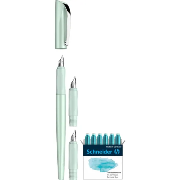 πένα schneider callissima καλλιγραφίας με 3 μύτες & αμπούλες bermuda blue - Schneider