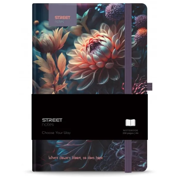 σημειωματάριο με λάστιχο street flowers blossom a6 200 σελίδες ριγέ 80gr - Street