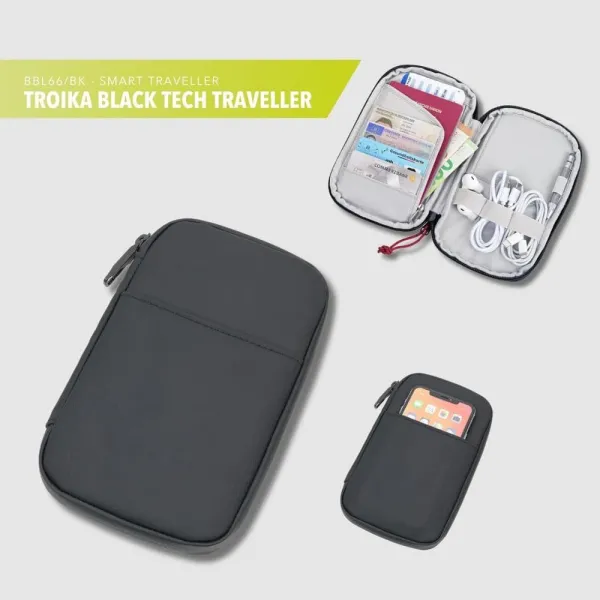 Θήκη troika ταξιδιού για ηλεκτρονικά αξεσουάρ black tech traveller μαύρη - Troika