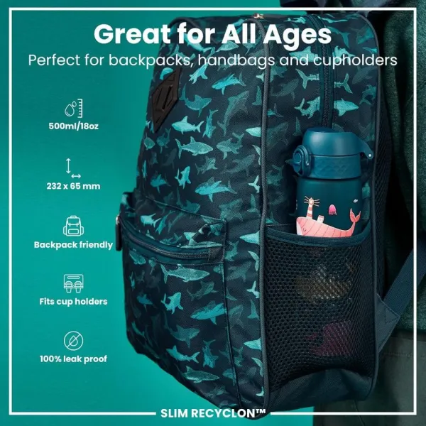 παγούρι ion8 slim 500ml whales - Ion8