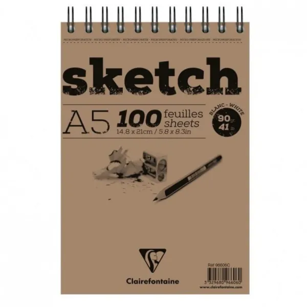 Μπλοκ clairefontaine sketch σπιράλ 100 φύλλα 90gr - Clairefontaine