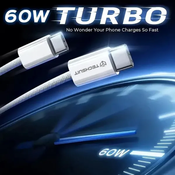 Καλώδιο techsuit data cable type-c super fast charging pd60w flexible durable 1m black - Techsuit