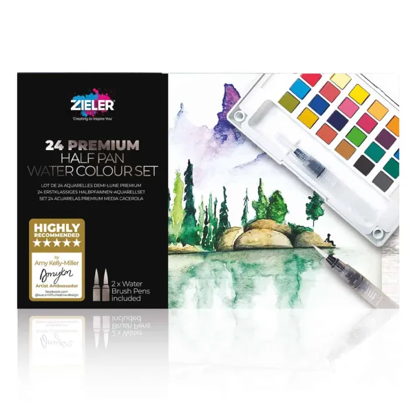 Ακουαρέλες zieler premium watercolour half pan set των 24 χρωμάτων - Zieler