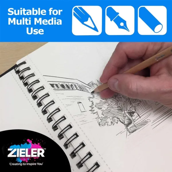 Μπλοκ zieler sketch book σπιράλ hardback mixed media a4 50 φύλλα 150gr. - Zieler