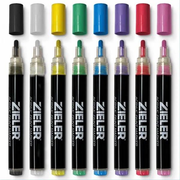 σετ ακρυλικών μαρκαδόρων zieler coloured acrylic paint markers 2.5mm 8 τεμαχίων - Zieler