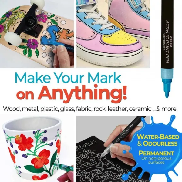 σετ ακρυλικών μαρκαδόρων zieler coloured acrylic paint markers 2.5mm 8 τεμαχίων - Zieler