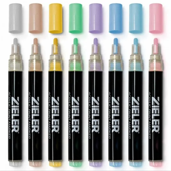 σετ ακρυλικών μαρκαδόρων zieler pastel acrylic paint markers 2.5mm 8 τεμαχίων - Zieler